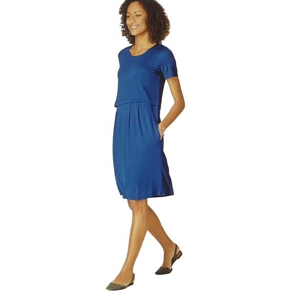 J.JILL NWT Seaside Blue Pocket Midi Dress Size M - Picture 1 of 15